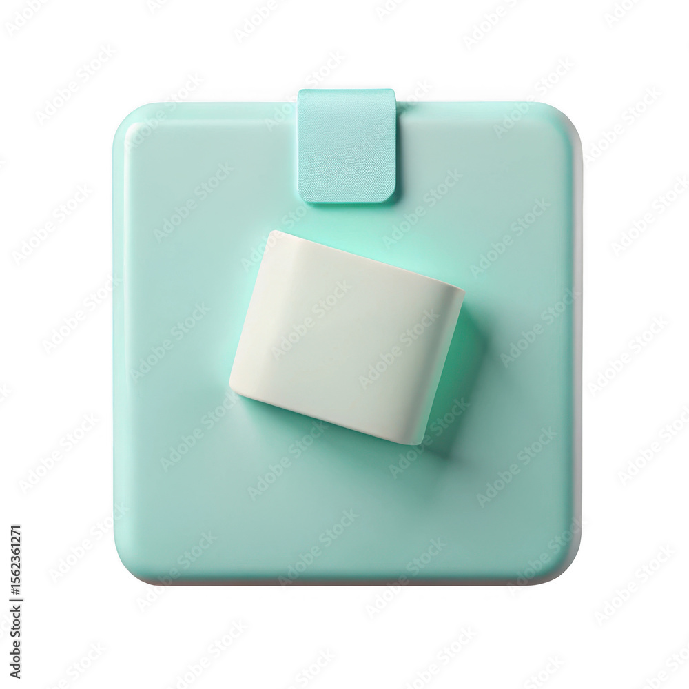 Aufkleber mint green square case with white inner container isolated on transparent background