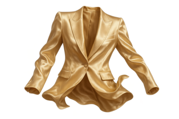 Elegant golden suit jacket isolated on a transparent background, sophisticated