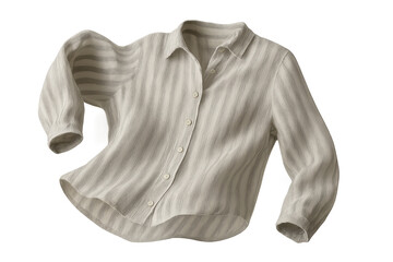 Elegant striped blouse isolated on transparent background, fashion apparel item