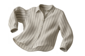 Elegant striped blouse isolated on transparent background, fashion apparel item