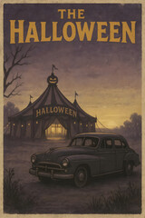 vintage retro car poster halloween