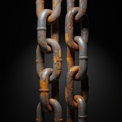 Obraz premium Rusty metal chains hanging weathered industrial