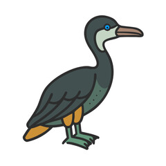 Obraz premium White background vector illustration of a cartoon duck with a black beak, isolated for a wild nature and animal theme