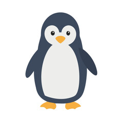 Fototapeta premium Cute baby penguin character with ice cream on a white background, a funny arctic winter illustration