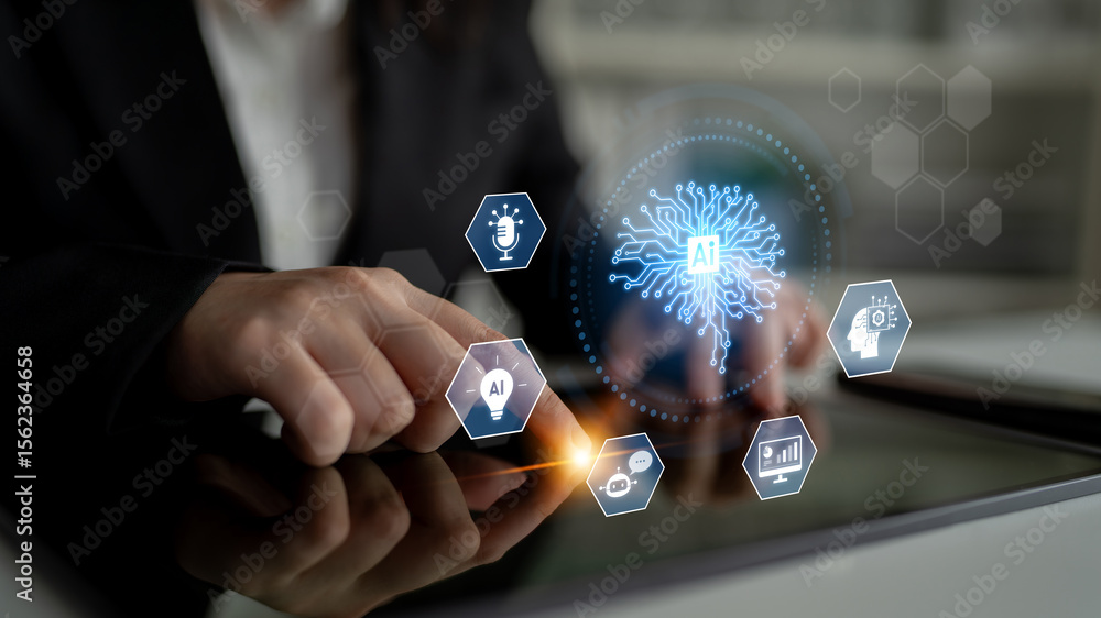 Poster ai integration into systems including speech, chatbot, analytics, automation, and digital intelligen