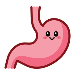 Laughing stomach cartoon character illustration. Playful digestive system anatomy promoting gut health and balanced nutrition concepts.