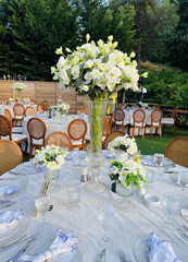 Elevated Floral Centerpiece with White Blooms