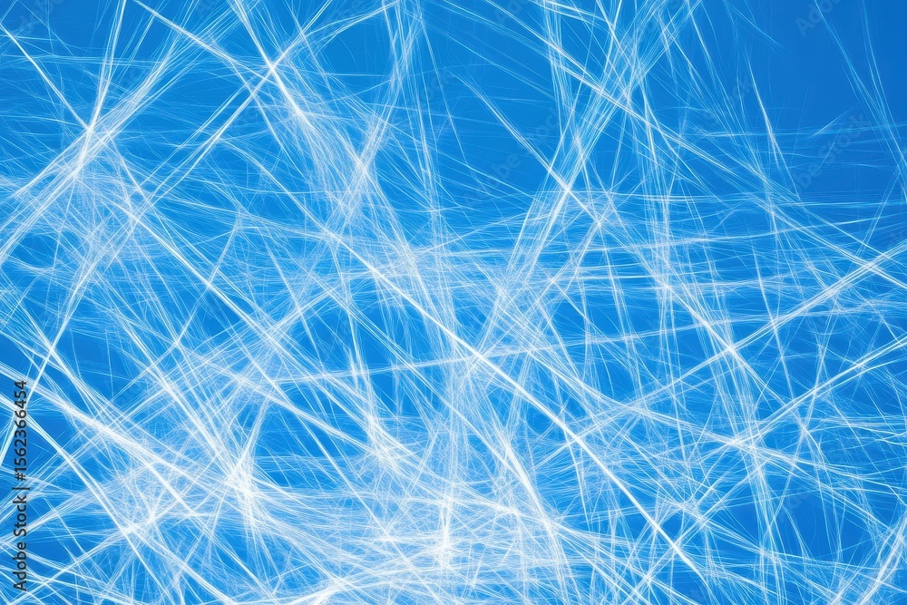 Aufkleber Light blue lines create a dynamic pattern on a vivid blue background during an abstract visual experience, light blue lines moving on blue background