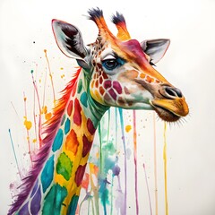 Rainbow Jungle: A Giraffe in Full Color