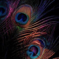 Peacock Feathers Vibrant Colors Against