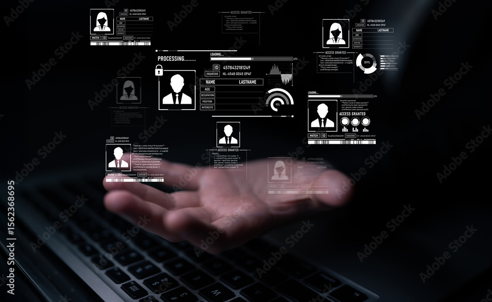 Poster id security ensures personal data protection with secure login systems, digital identity safeguards,