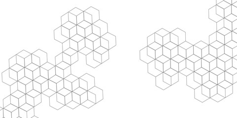 Abstract 3d hexagon grey and white out line technology style honeycomb seamless pattern background. Abstract background with hexagon, modern abstract vector polygonal pattern.