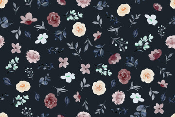 seamless pattern watercolor floral elements arrangement collection