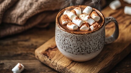 Cozy hot chocolate with marshmallows