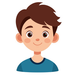 Obraz premium very happy boy, smiling brunette boy, cheerful teen boy, happy teenager, light skin boy, boy portrait, teen face, cartoon teen boy, young male character, white background, flat design, boy avatar, tee