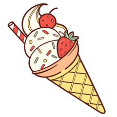 Colorful popsicle ice cream treat silhouette isolated on white background