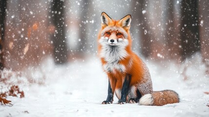 Fototapeta premium Fox in a snowy forest
