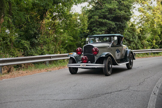 Vintage Chrysler 75 (1929) in classic car race Mille Miglia, on June 20, 2025 in Predappio, FC, Italy