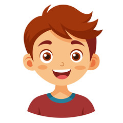 Obraz premium happy brunette boy, excited teen boy, smiling teenager, cheerful boy, light skin boy, teen portrait, boy face, cartoon teen, young male character, white background, flat design, boy avatar, teen clipa
