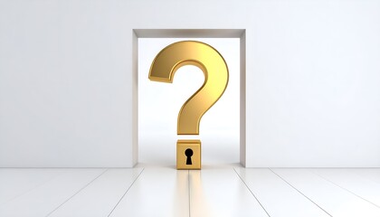 a question mark with a key hole at the bottom square, space for copy