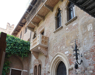 Facade of patio and Juliet's balcony - Verona, Italy