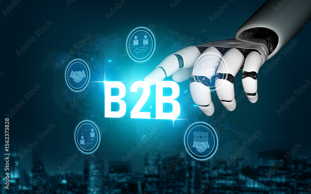 Poster ai artificial intelligence enhances b2b strategy with smart tools and virtual assistants to optimize