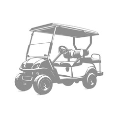 Monochrome Golf Cart Illustration