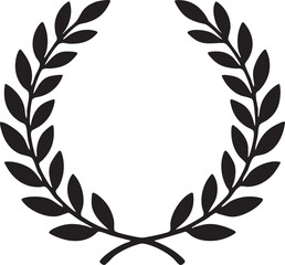 Elegant Black Silhouette of Laurel Wreath Symbol of Victory Achievement and Honor on White Background