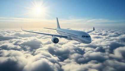 Fototapeta premium Commercial Airplane Passengers Enjoying Fast Travel, Holidays, And Business Opportunities Above The Clouds In Radiant Sunlight. A Picture Of Efficiency And Convenience.