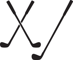 Three Golf Clubs Silhouette on White Background for Sport and Recreation Related Projects and Designs