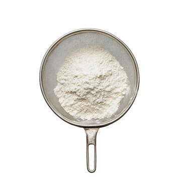 Strainer filled with flour on a Transparent background demonstrating baking preparation techniques, Strainer With Flour, PNG background