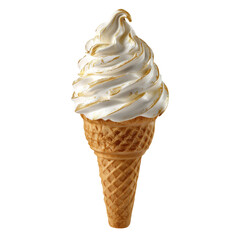 Delicious soft serve ice cream cone with gold leaf texture refreshing dessert treat