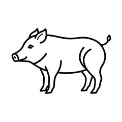 boar animal line vector illustration