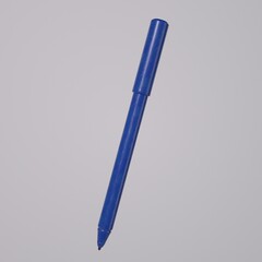 blue pen on a white background