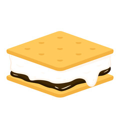Chocolate bar and graham crackers. S'more graham cracker, chocolate, and marshmallow.