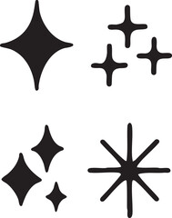 Hand Drawn Star Icons Set in Black and White for Graphic Design Projects and Illustrations