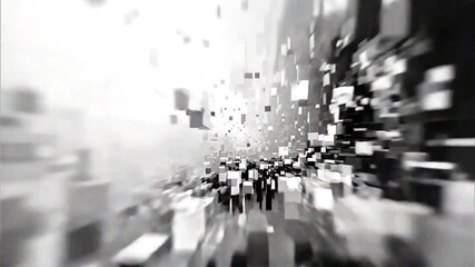 Minimal abstract pixel shift animation with clean monochrome palette - Powered by Adobe
