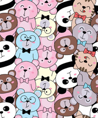stock photo illustration cute fanny bear seamless pattern for kids, abstract playful bears print design for child