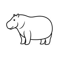 hippopotamus line vector illustration