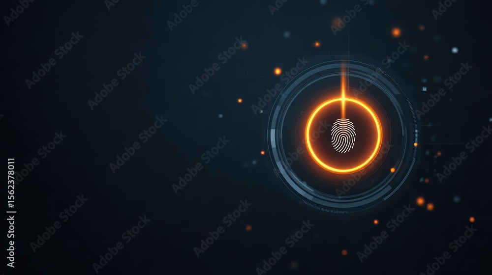 Aufkleber modern digital fingerprint technology concept with glow and abstract circles on dark background