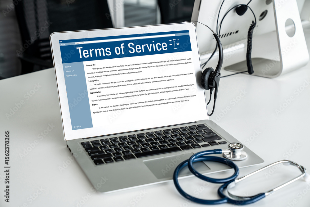 Poster online term of service conditions showing brisk rules and regulations in using the website on device