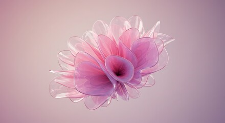 Abstract Pink Flower Delicate 3D Render of a  Floral Design