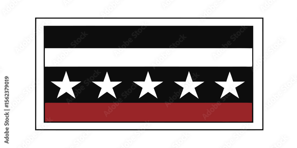 Poster flag design with red bands five stars in a rectangular frame rectangle