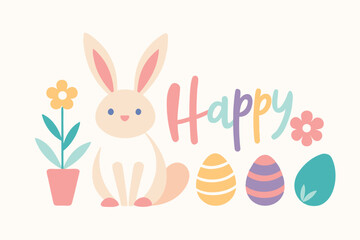 design a minimalist easter vector featuring a cute bunny Easter poster