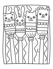 Cute Kawaii Coloring Pages – Fun and Easy Printable Line Art for Kids and Adults, Kawaii Fun Coloring Sheets, Simple and Sweet Line Art for Relaxation, Print