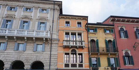 Colorful houses on the Verona's street