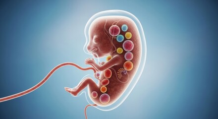 Human embryo development illustration with medical diagrams for educational purposes