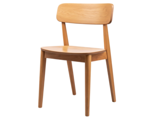 Minimalist wooden chair with sleek design. PNG format. 
