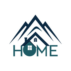 Elegant home and mountain logo vector, modern real estate symbol, nature-inspired property design, minimalist house and peak icon