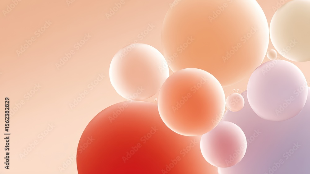 Poster colorful image of many different colored spheres. the spheres are all different sizes and colors, an